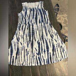 Blue and White Knit Tank Dress